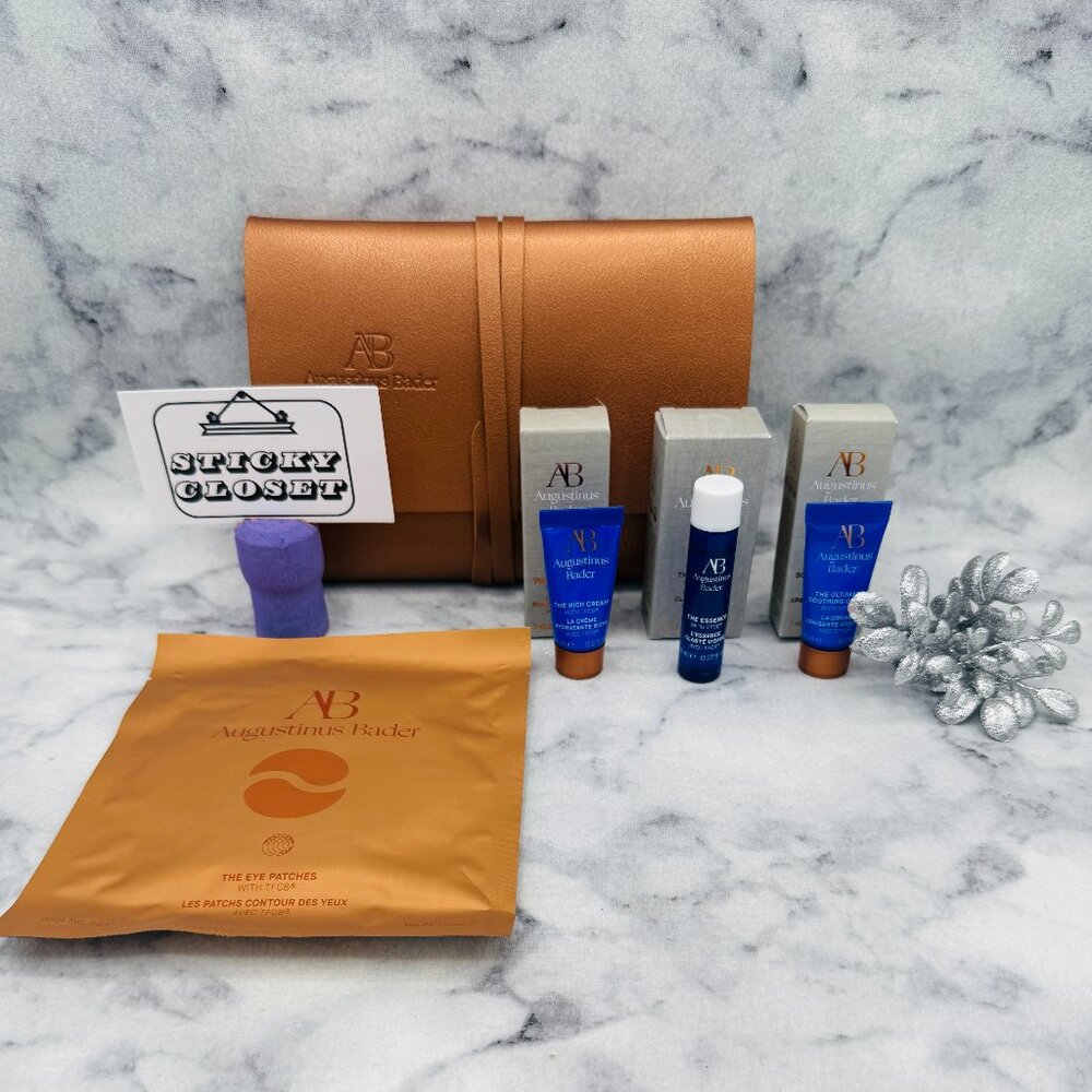 Augustinus Bader Skincare Set-Copper Pouch,Eye,Soothing&Rich Cream-5pc-BOXED-NEW